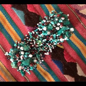 Huichol handmade beaded bracelet green chaquira